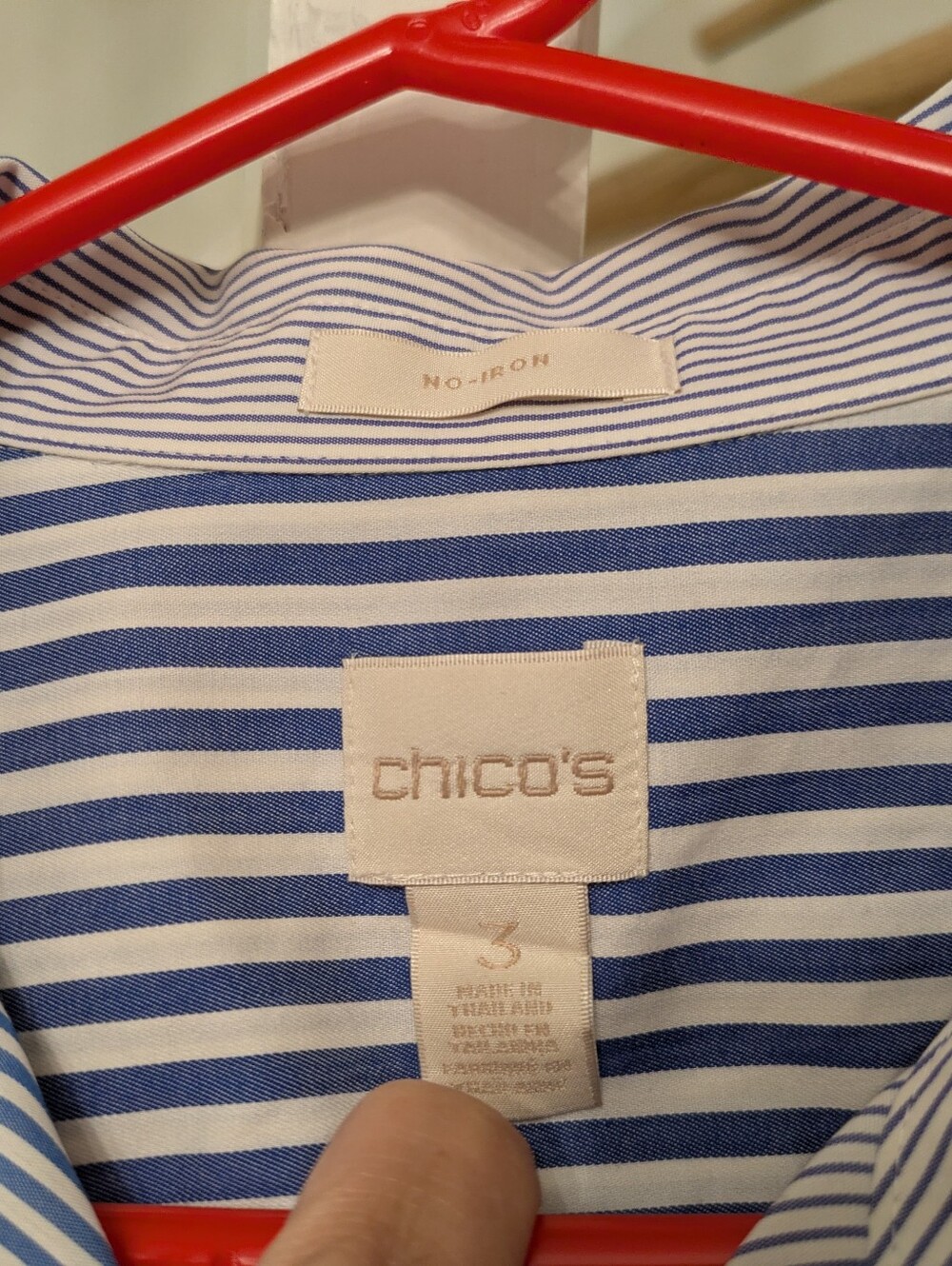 Chico's Women's Long Sleeve Striped Button Down Shirt - Chico's Size 3 (Size 16) - Picture 2 of 6